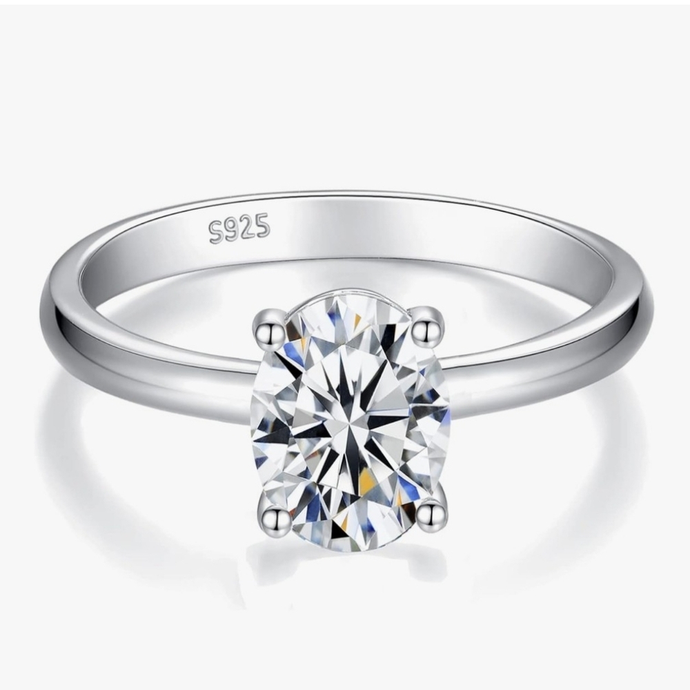 Moissanite Oval Solitaire Ring
